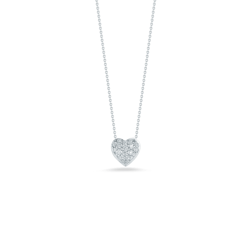 Puffed Heart Pendant with Diamonds