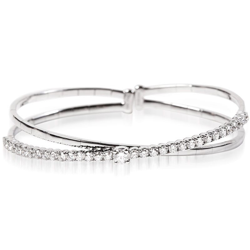 18k White Gold Crossover Flex Bracelet 
