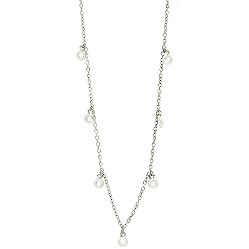BEZEL DROPLET STRAND NECKLACE