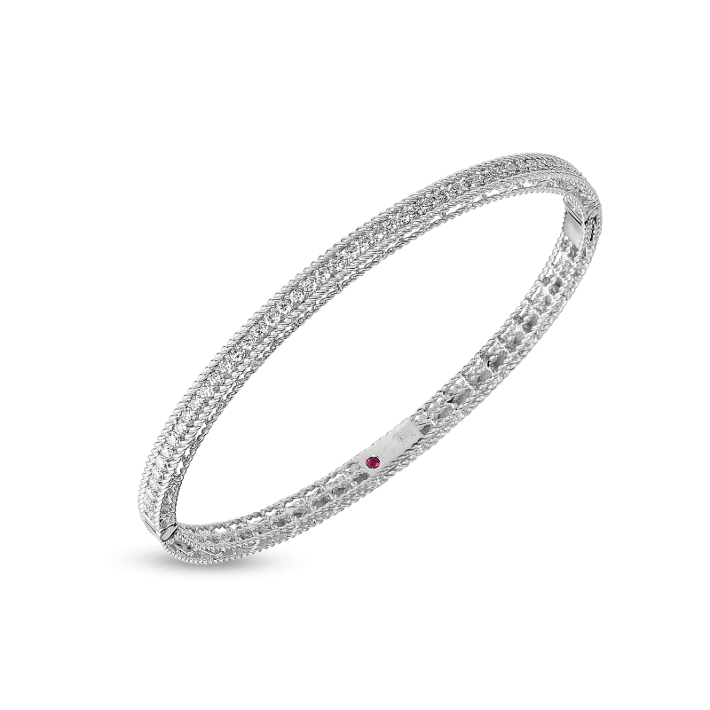 White Gold Princess Oval Bangle 
