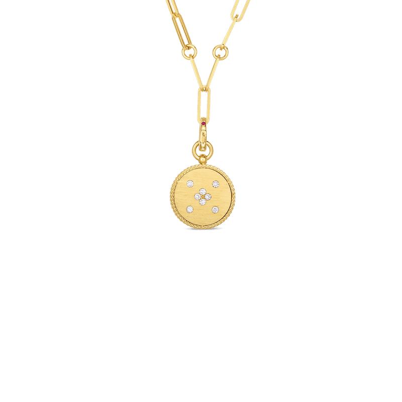 18K DIAMOND GEMINI ZODIAC MEDALLION PENDANT