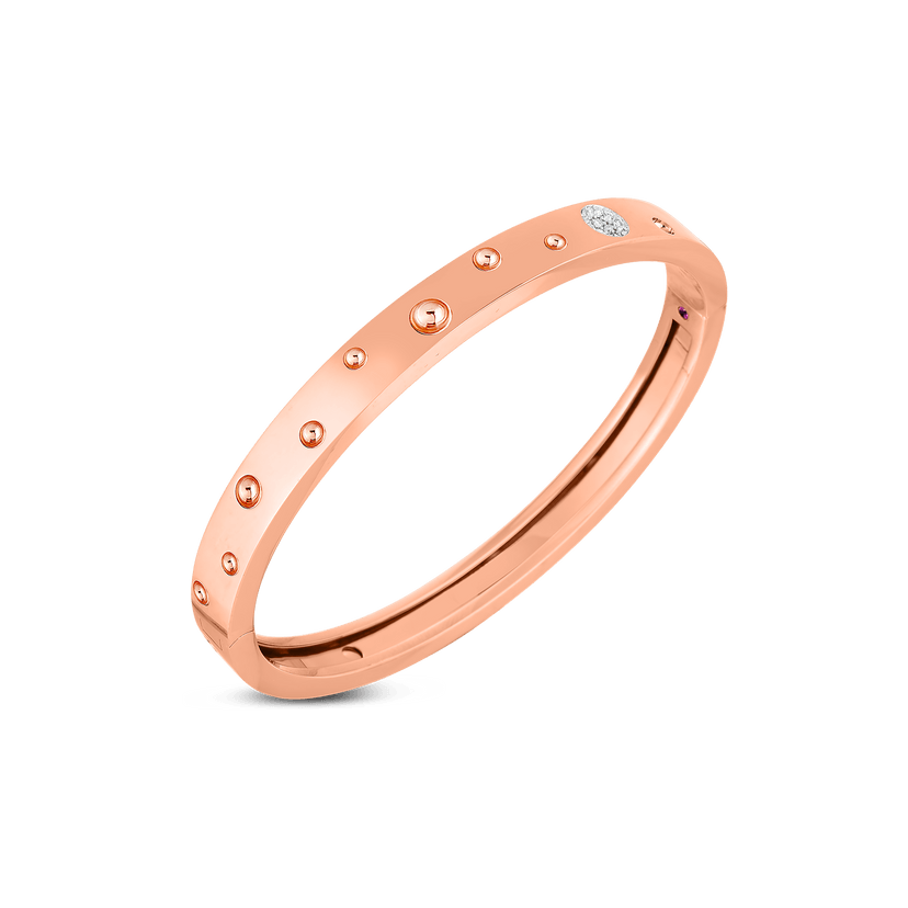 Rose Gold and Diamond Accent Pois Moi Luna Thin Bangle