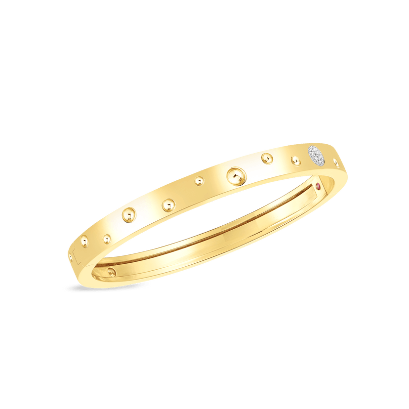 Yellow Gold and Diamond Accent Pois Moi Luna Thin Bangle