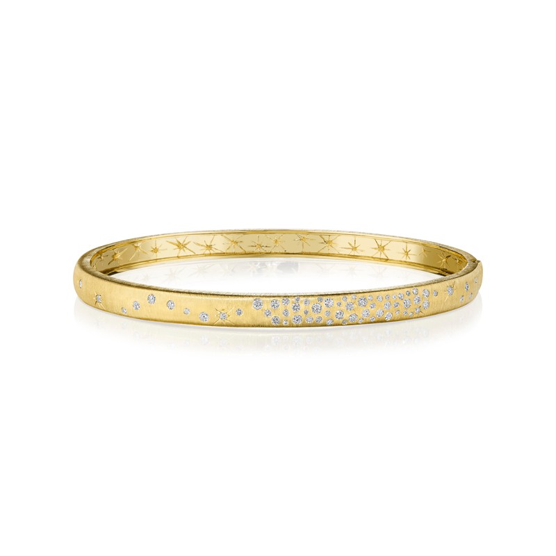 18k Yellow Gold Diamond Galaxy Bangle