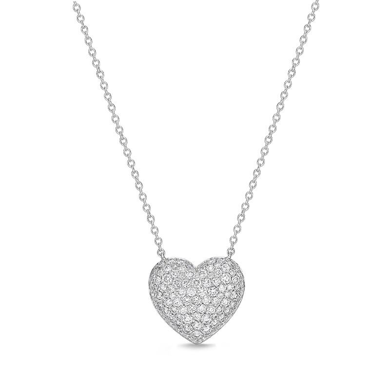 18k White Gold Diamond Heart Necklace