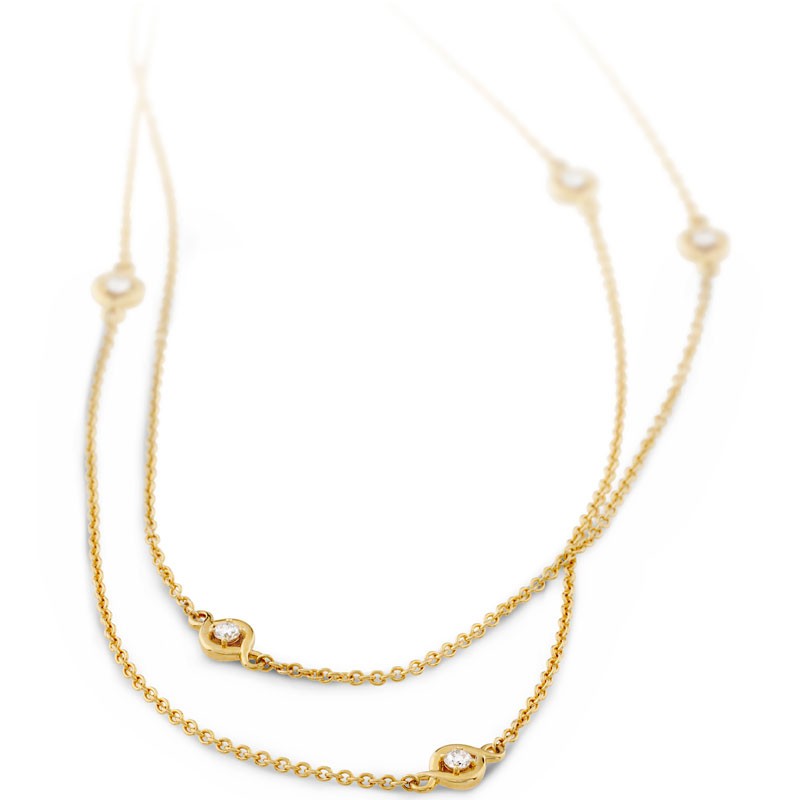 18k Yellow Gold Optima Diamond Station Necklace