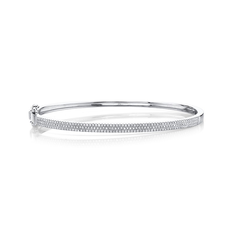 White Gold and Diamond 3 Row Diamond Bangle