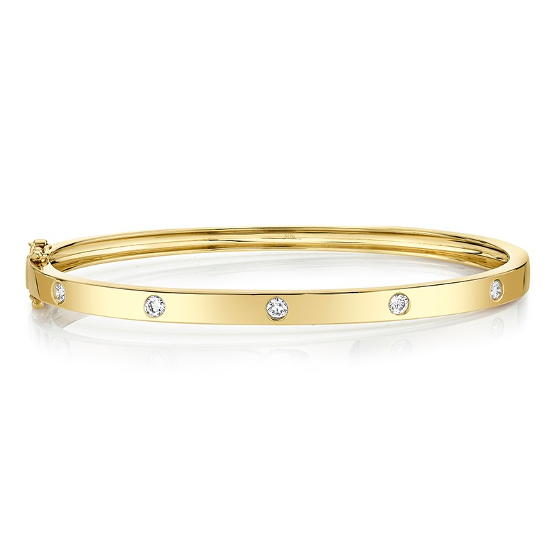 Yellow Gold and 5 Diamond Bangle 