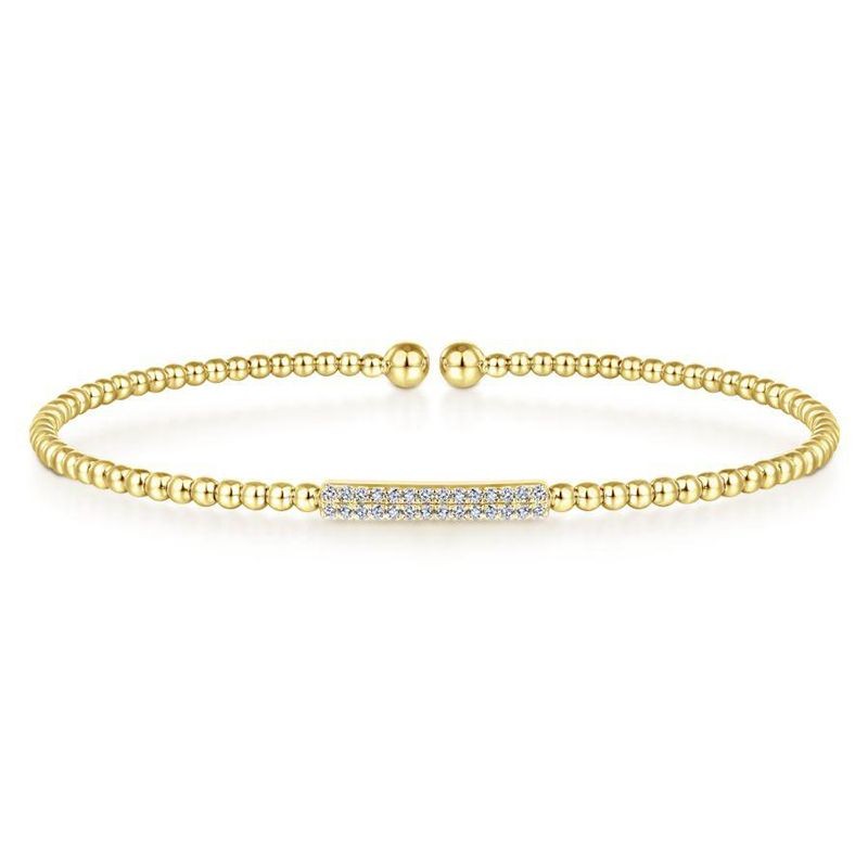 Yellow Gold Bujukan Bead Cuff Bracelet with Diamonds
