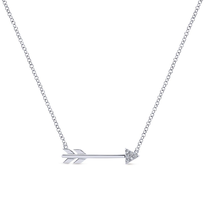 White Gold Diamond Arrow Necklace