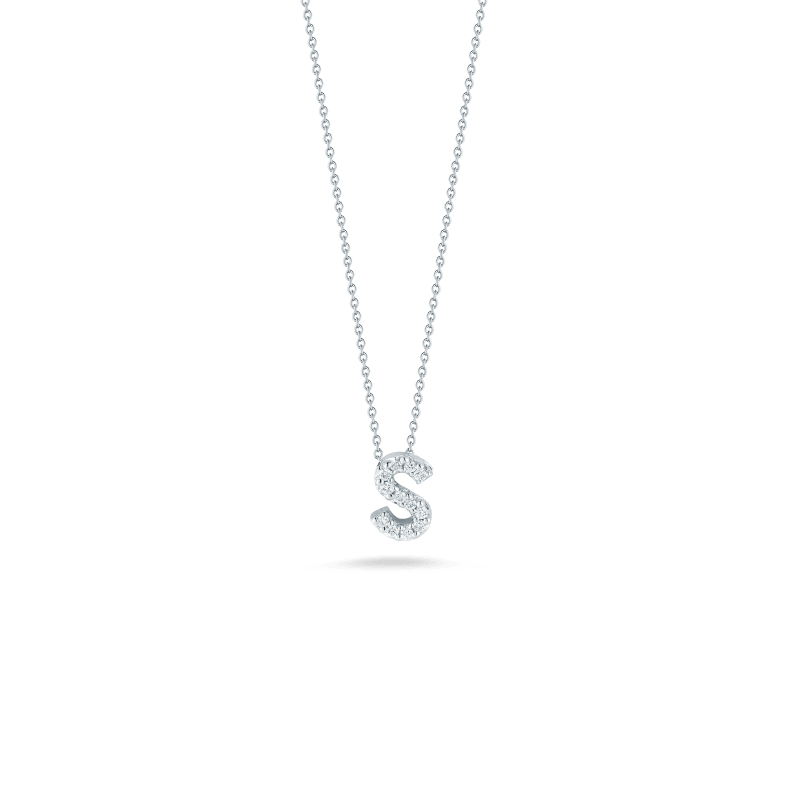 18k White Gold Initial S Loveletter Necklace