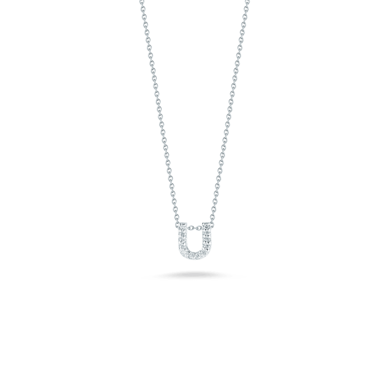 18k White Gold Initial U Loveletter Necklace