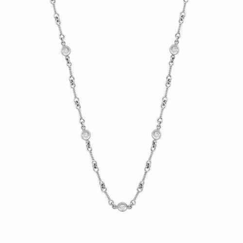 18k White Gold Twist Dogbone Necklace