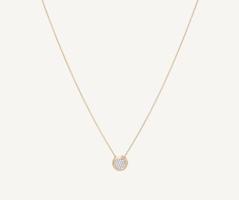 18k Two-Tone Gold Diamond Pavé Disk Pendant