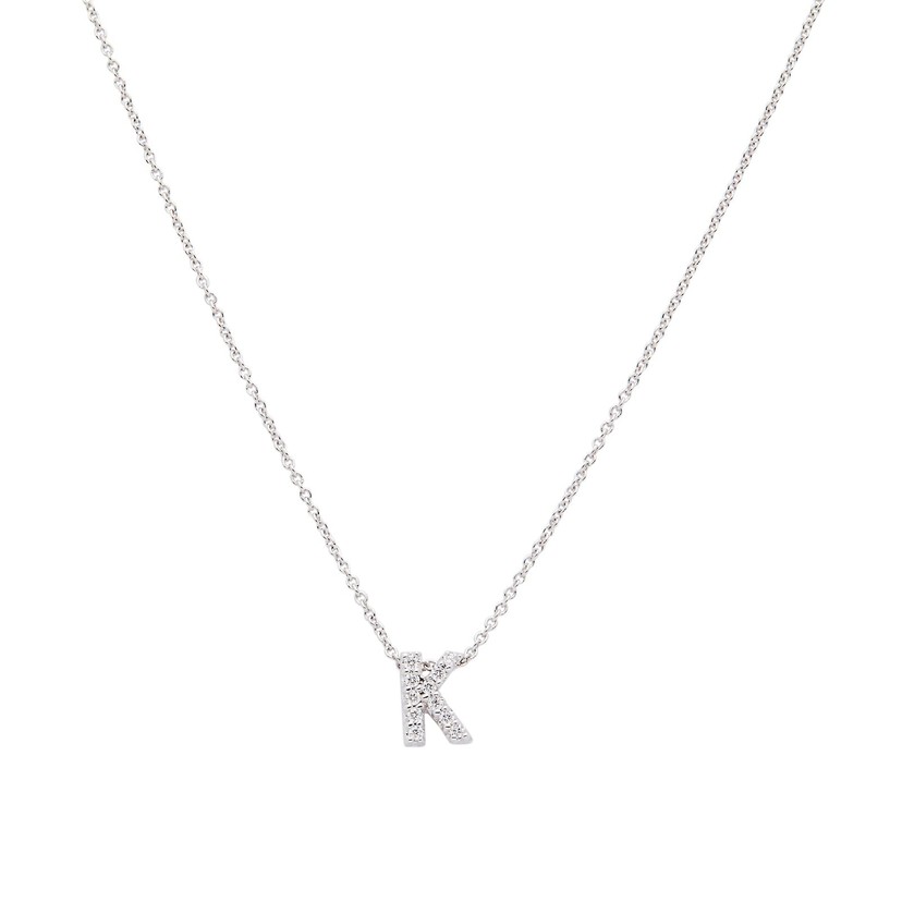18K White Gold Tiny Treasures Diamond Love Letter "K" Necklace