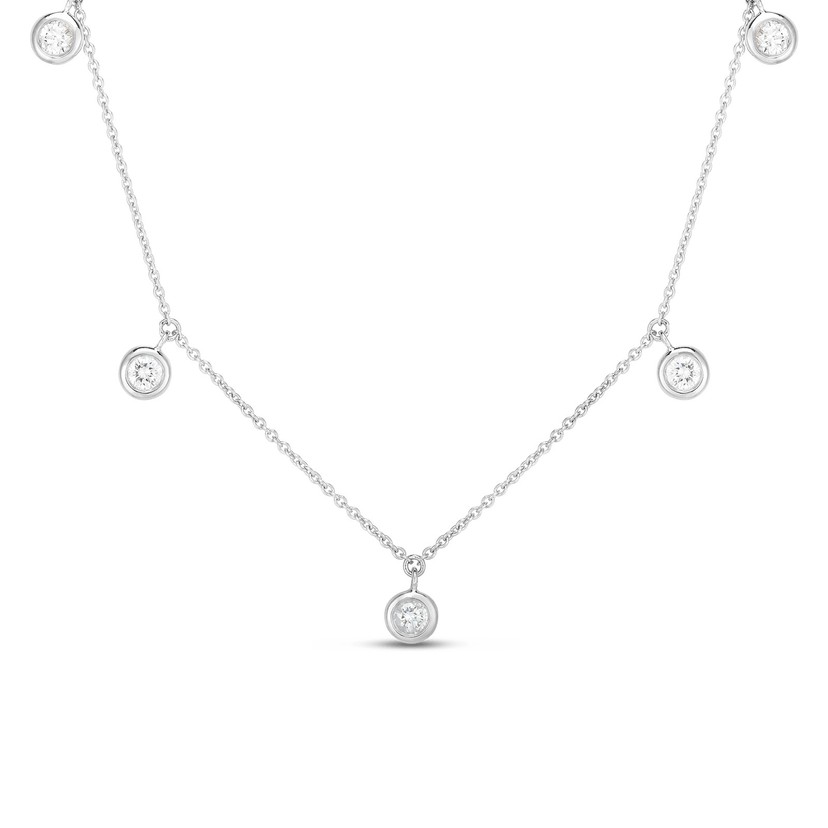 18K White Gold Diamonds by the Inch Dangling Five Station Necklace