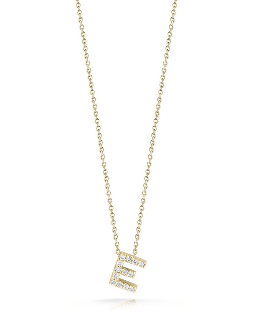 18K Yellow Gold Tiny Treasures Diamond Love Letter "E" Necklace