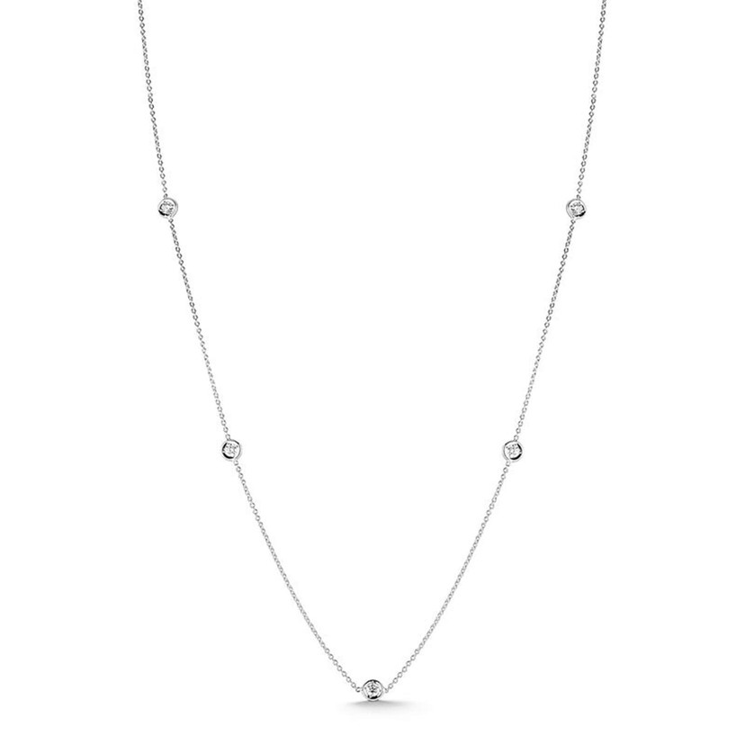 18K White Gold Diamonds by the Inch 5 Station Necklace