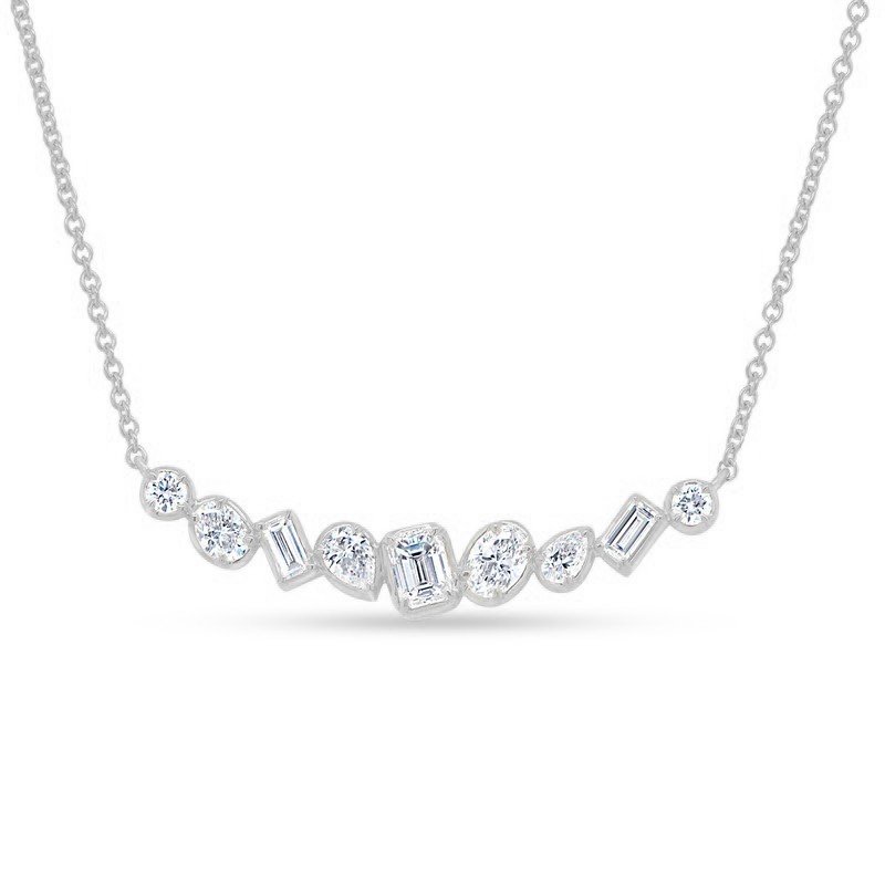 18k White Gold Multi-Shape Diamond Necklace