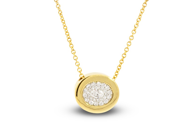 18k Yellow Gold Pave Diamond Necklace