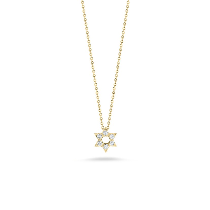 18K Yellow Gold Tiny Treasures Diamond Star of David Necklace