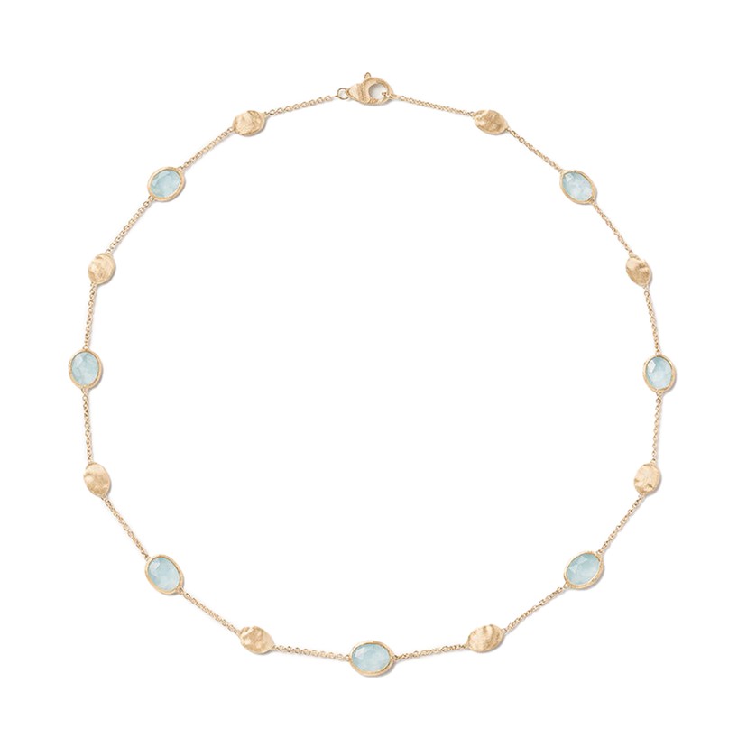 18k Yellow Gold Aquamarine & Gold Necklace