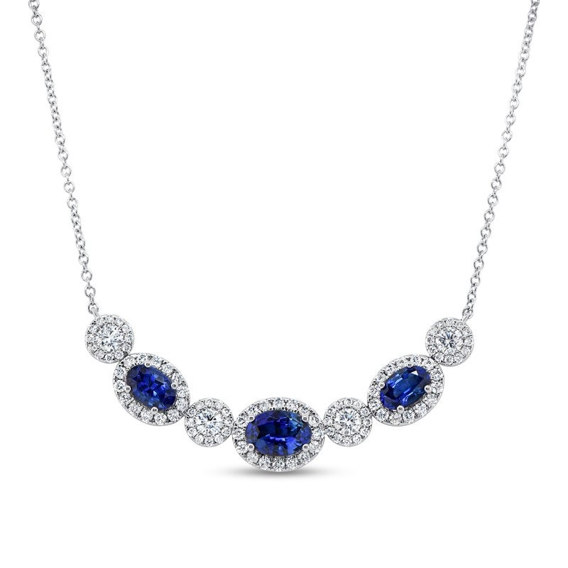 18k White Gold Diamond and Sapphire Necklace