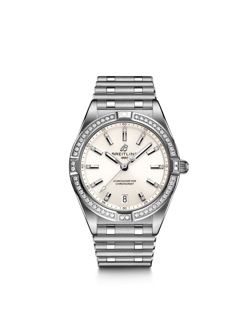 Chronomat 32 Diamond Bezel White and Diamond Dial Stainless Steel Watch