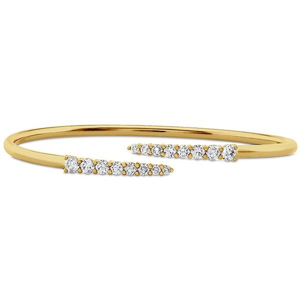 18k Yellow Gold Identity Diamond Bypass Bangle Bracelet