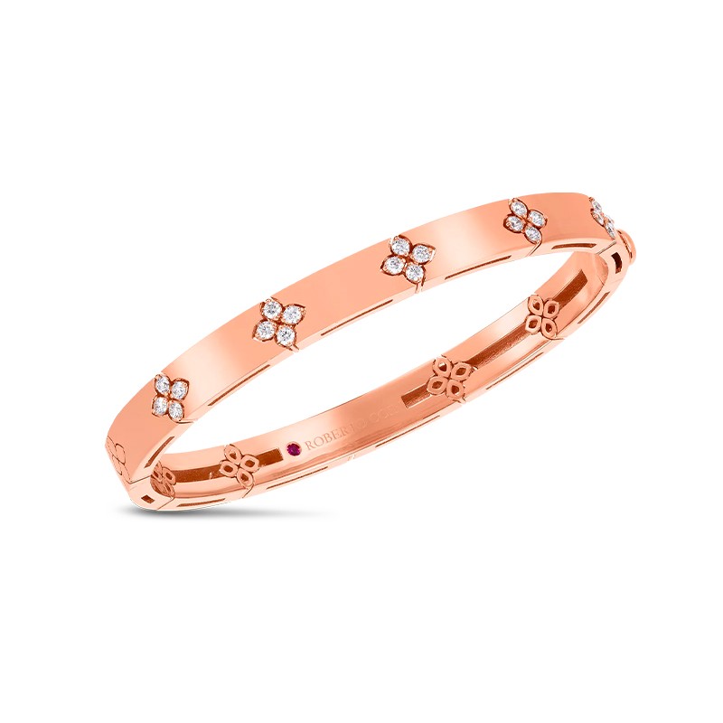 18K Rose Gold Love In Verona Medium Width Diamond Accent Bangle