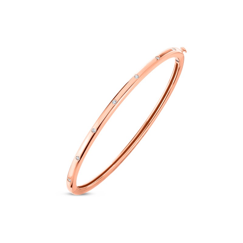 18K Rose Gold Classic Diamond Bangle