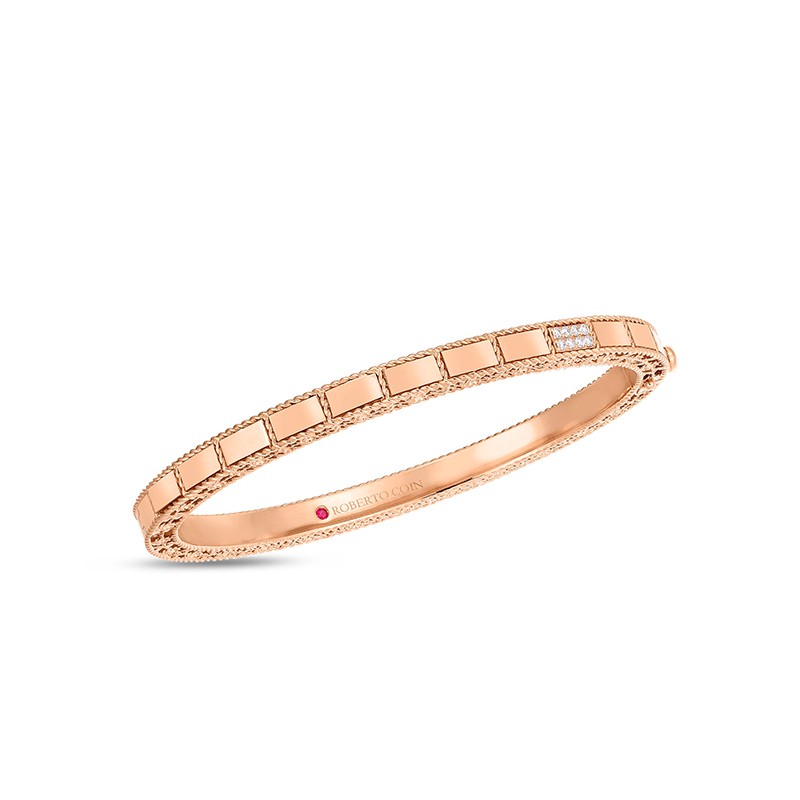 18K Rose Gold Mosaic Diamond Accent Bangle