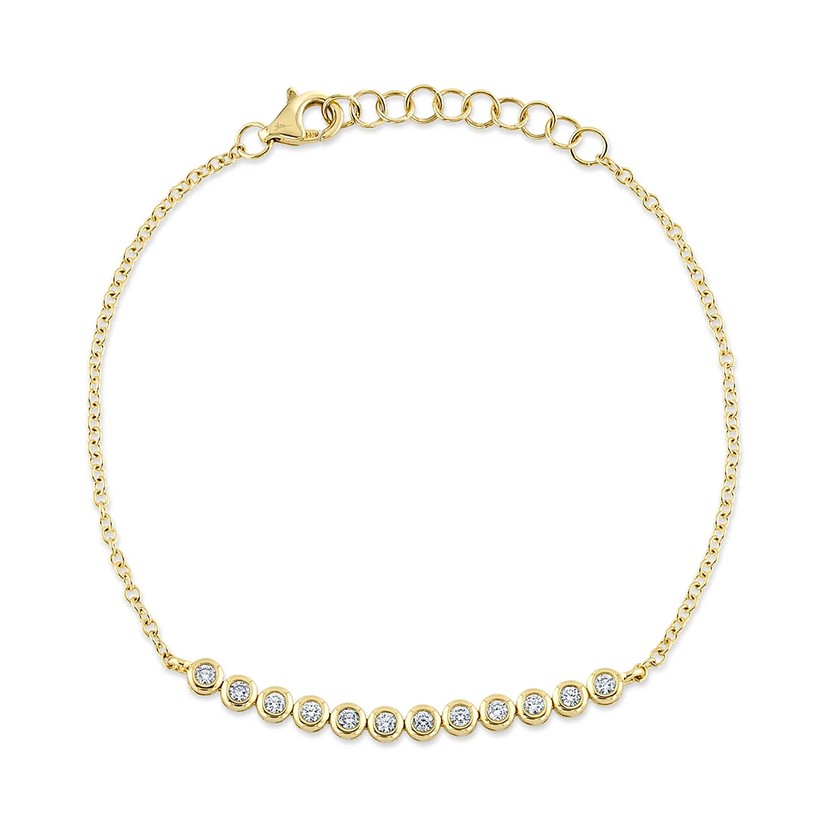 14K Yellow Gold Diamond Bezel Bracelet