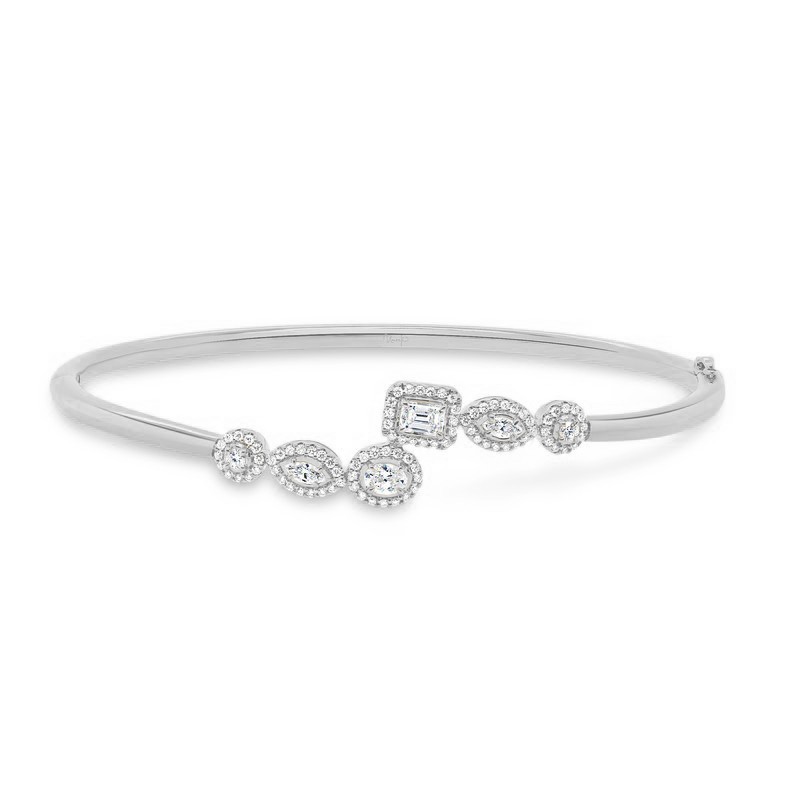 18K White Gold Multi Shape Diamond Bangle