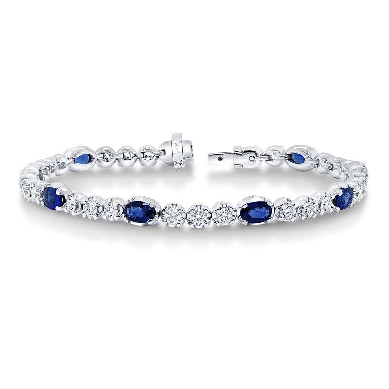 18k White Gold Sapphire and Diamond Tennis Bracelet