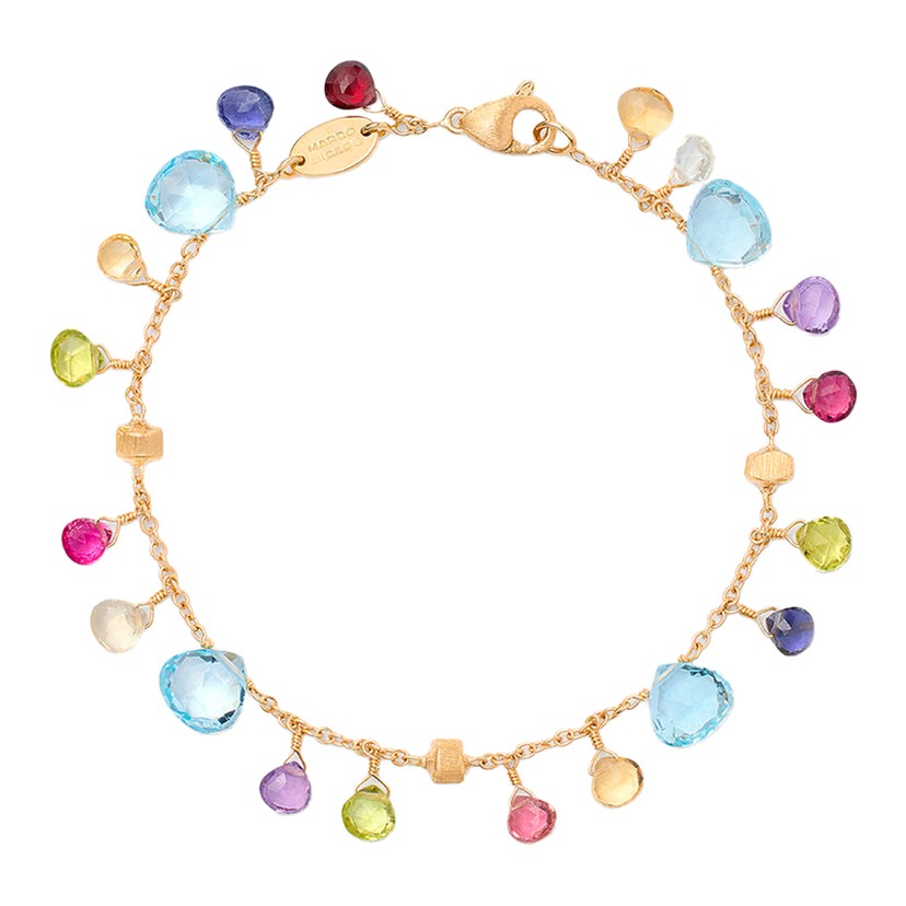 18K Yellow Gold Single-Strand Gemstone Bracelet, Topaz Accents