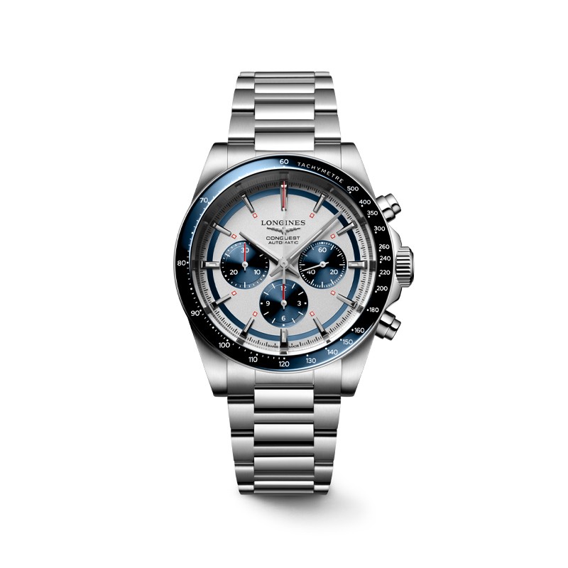 Stainless Steel Conquest Chronograph 
