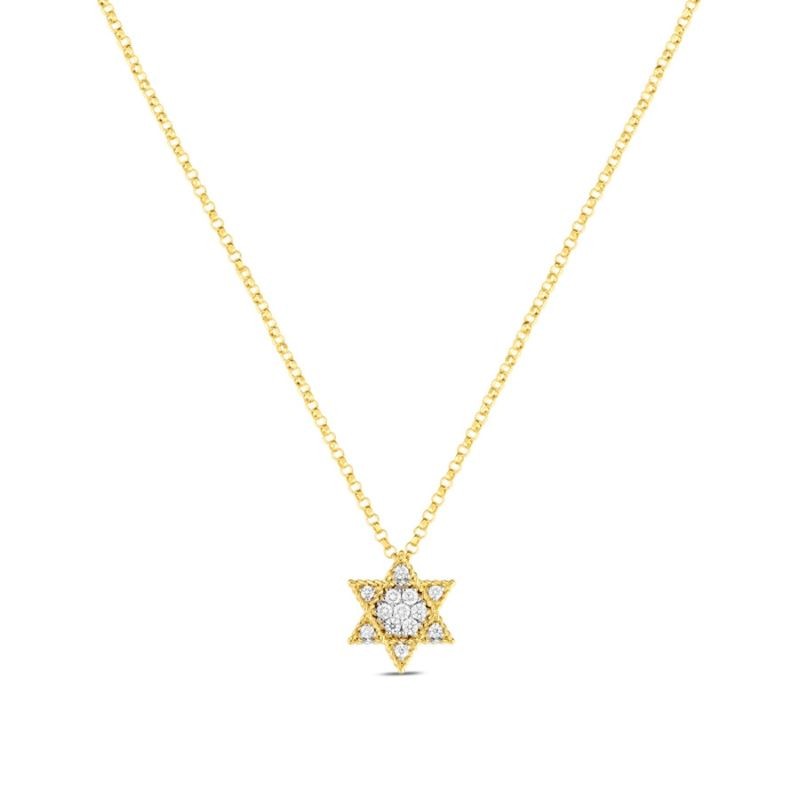 18k Yellow Gold Small Princess Star of David Necklace