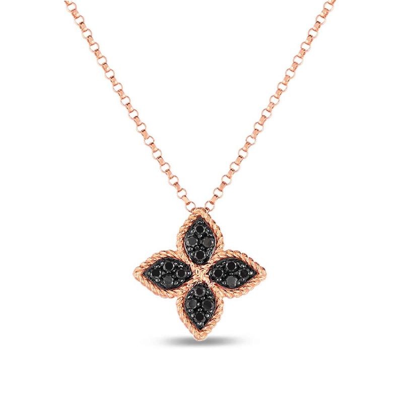 18k Rose Gold Princess Flower Diamond Necklace
