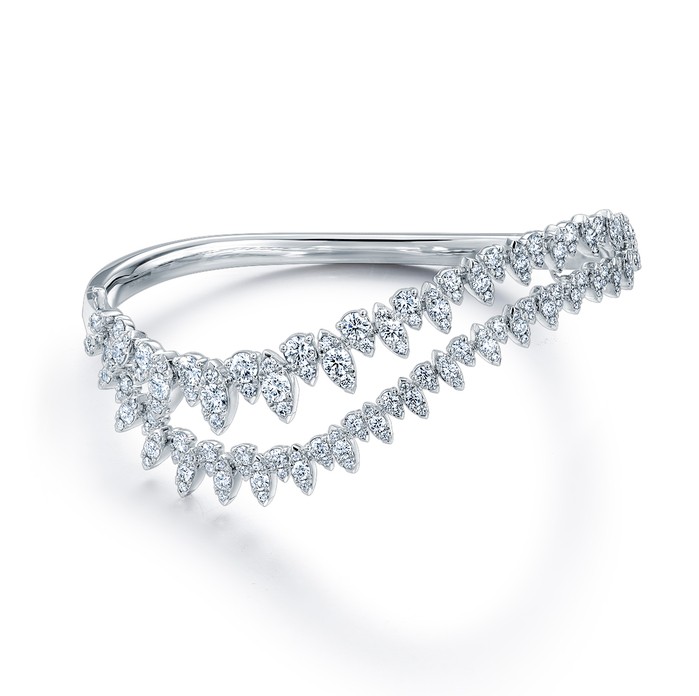 18k White Gold Aerial Dewdrop Twisted Diamond Bangle