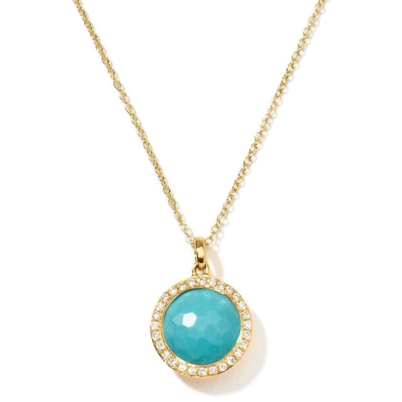 18k Yellow Gold Mini Lollipop Turquoise Necklace