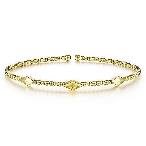 14k Yellow Gold Bujukan Cuff Bangle Bracelet