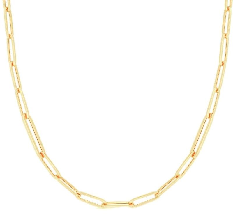 18k Yellow Gold Paperclip Chain Necklace
