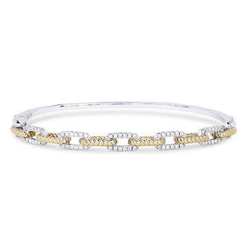 14k Two Tone Alternating Diamond Link Bracelet