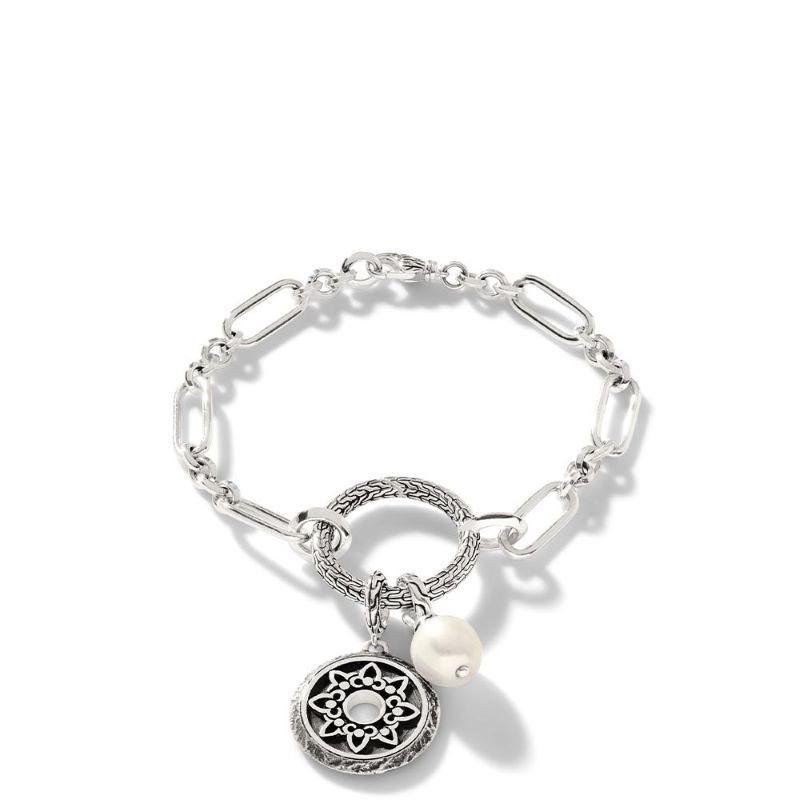 Silver Classic Chain Amulet Medallion Charm Bracelet