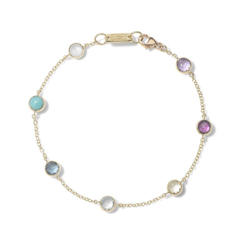 18k Yellow Gold Lollipop Multi Stone Rainbow Bracelet