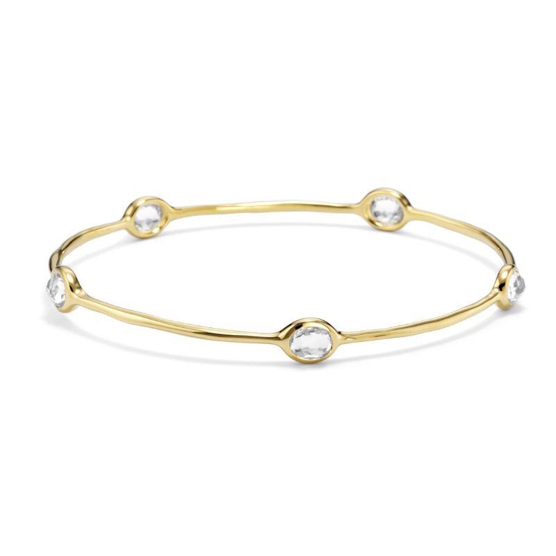 18k Yellow Gold 5 Bezel Bangle Bracelet