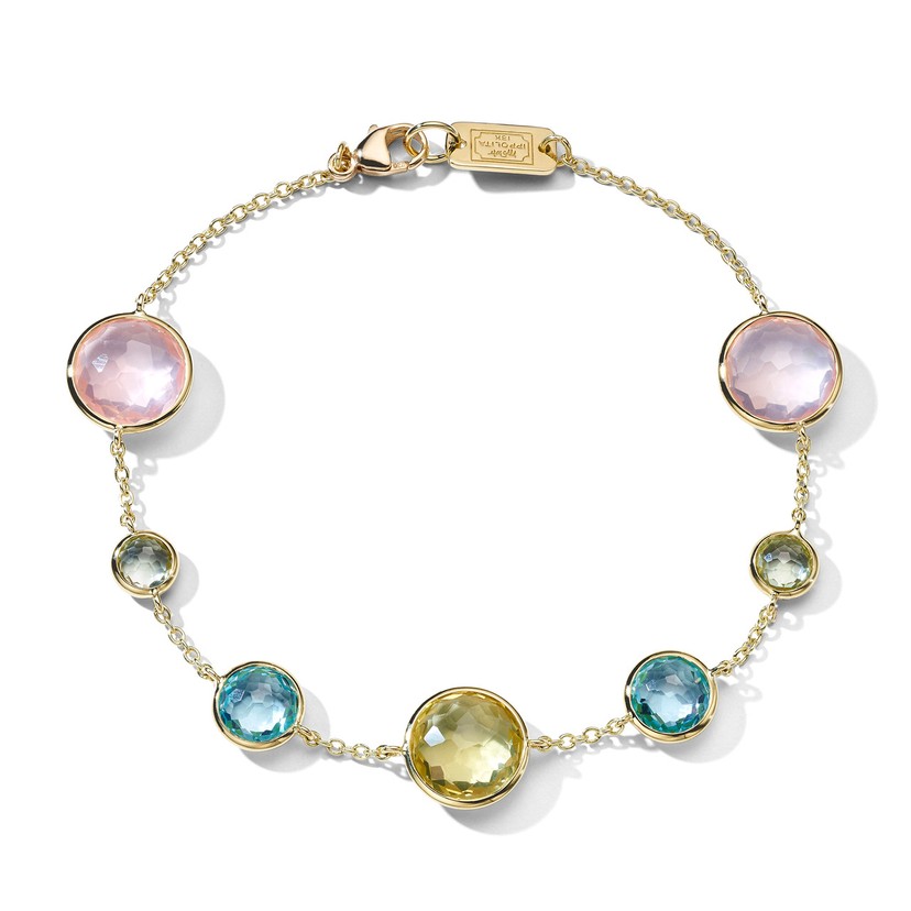 7 Stone Link Bracelet in 18K Gold