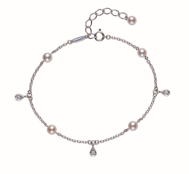 18k White Gold Alternating Pearl Diamond Bracelet