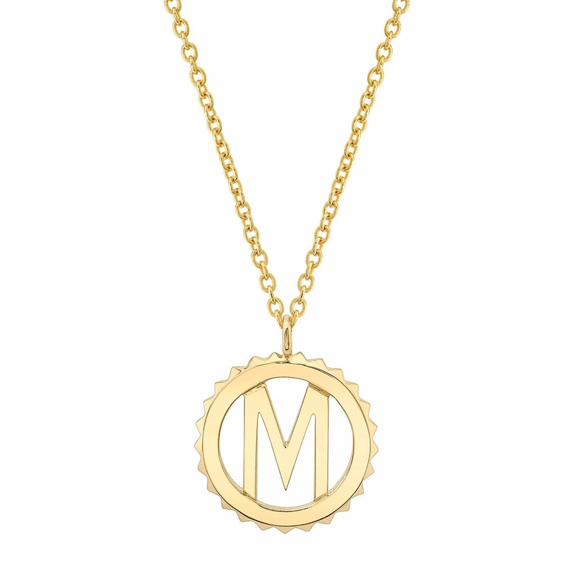 14k Yellow Gold M Initial Necklace